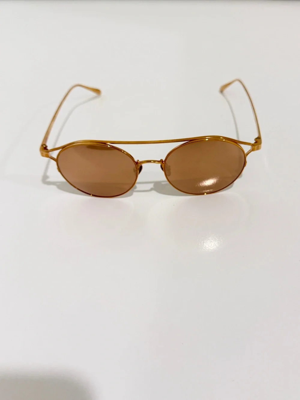 Linda Farrow LFL825 C3 Rayan Oval Aviator Rose Gold Titanium Sunglasses NWT